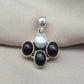 Black Onyx & Mother of Pearl 925 Sterling Silver Pendant: Handmade Boho Necklace