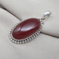 Handmade Red Onyx Sterling Silver Pendant - July Birthstone Necklace