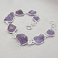 Raw Amethyst 925 Sterling Silver Link Bracelet – Boho Gemstone Jewelry