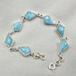925 Sterling Silver Amazonite Bracelet Geometric Link Bracelet Blue Gemstone Jewelry