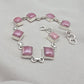 925 Sterling Silver Rhodochrosite Bracelet Pink Gemstone Square Link Bracelet Gift for Her