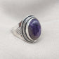 Natural Charoite 925 Sterling Silver Ring: Handmade Boho Gemstone Jewelry