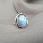 Rainbow Moonstone Ring : 925 Sterling Silver Blue Flash Crystal Ring June Birthstone Jewelry