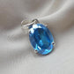925 Sterling Silver Oval Blue Quartz Pendant, Natural Gemstone Charm, Boho Statement Jewelry
