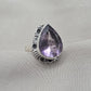 925 Sterling Silver Amethyst Ring Pear Shape Purple Gemstone Statement Ring February Birthstone
