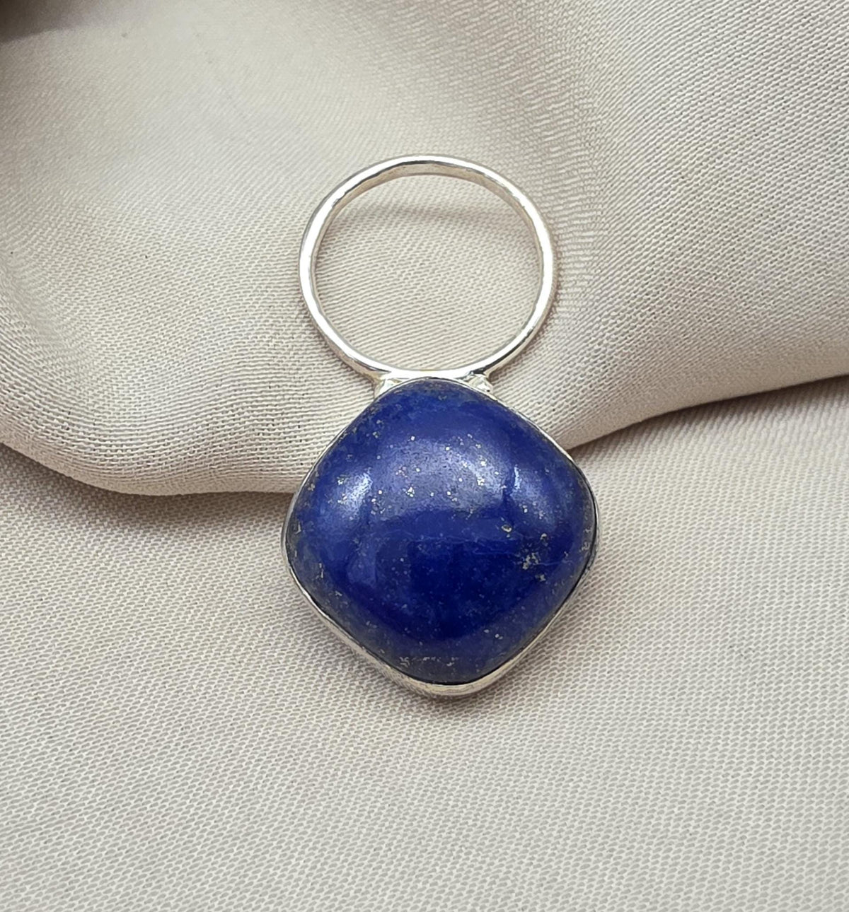 Lapis Lazuli Pendant: 925 Sterling Silver Cushion Cut Boho Jewelry