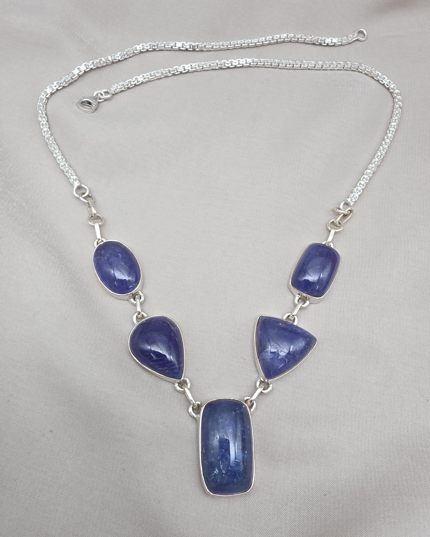 Natural Tanzanite Necklace 925 Sterling Silver Blue Gemstone Statement Jewelry Gift for Her