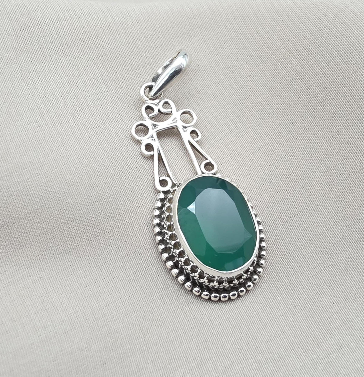 Green Onyx Pendant: Pendant 925 Sterling Silver Faceted Gemstone Necklace Jewelry Gift for Her