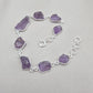 Raw Amethyst 925 Sterling Silver Link Bracelet – Boho Gemstone Jewelry