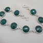 Green Onyx Bracelet 925 Sterling Silver Faceted Round Stone Link Bracelet Handmade Jewelry