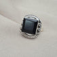 925 Sterling Silver Black Onyx Ring Natural Gemstone Square Cut Handmade Jewelry