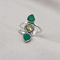 Green Onyx & Lemon Quartz 925 Sterling Silver Ring: Boho Statement Jewelry