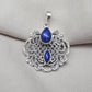 Lapis Lazuli Pendant: Handmade 925 Sterling Silver Filigree, Boho Vintage Necklace