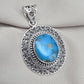 American Turquoise Silver Pendant 925 Sterling Silver Oval Cabochon Handmade Gemstone Jewelry