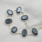 Black Onyx 925 Sterling Silver Faceted Oval Stone Link Bracelet Handmade Jewelry