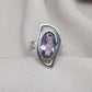 Amethyst Sterling Silver Ring: Modern Abstract Design, February Birthstone