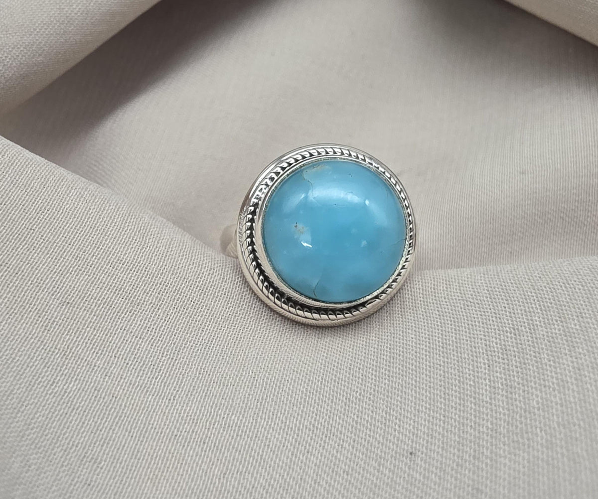 925 Sterling Silver Smithsonite Ring Natural Blue Gemstone Handmade Statement Ring