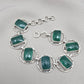 925 Sterling Silver Green Onyx Bracelet Bold Statement Gemstone Link Bracelet Gift for Her