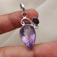 Amethyst Garnet Pendant: Teardrop Sterling Silver Gemstone Jewelry
