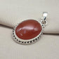 Carnelian Pendant: 925 Sterling Silver Orange Red Gemstone Healing Crystal Jewelry