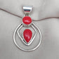 Red Coral Pendant: Two-Stone 925 Sterling Silver Boho Necklace