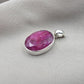 925 Sterling Silver Oval Ruby Pendant, July Birthstone Jewelry, Handmade Bezel Setting