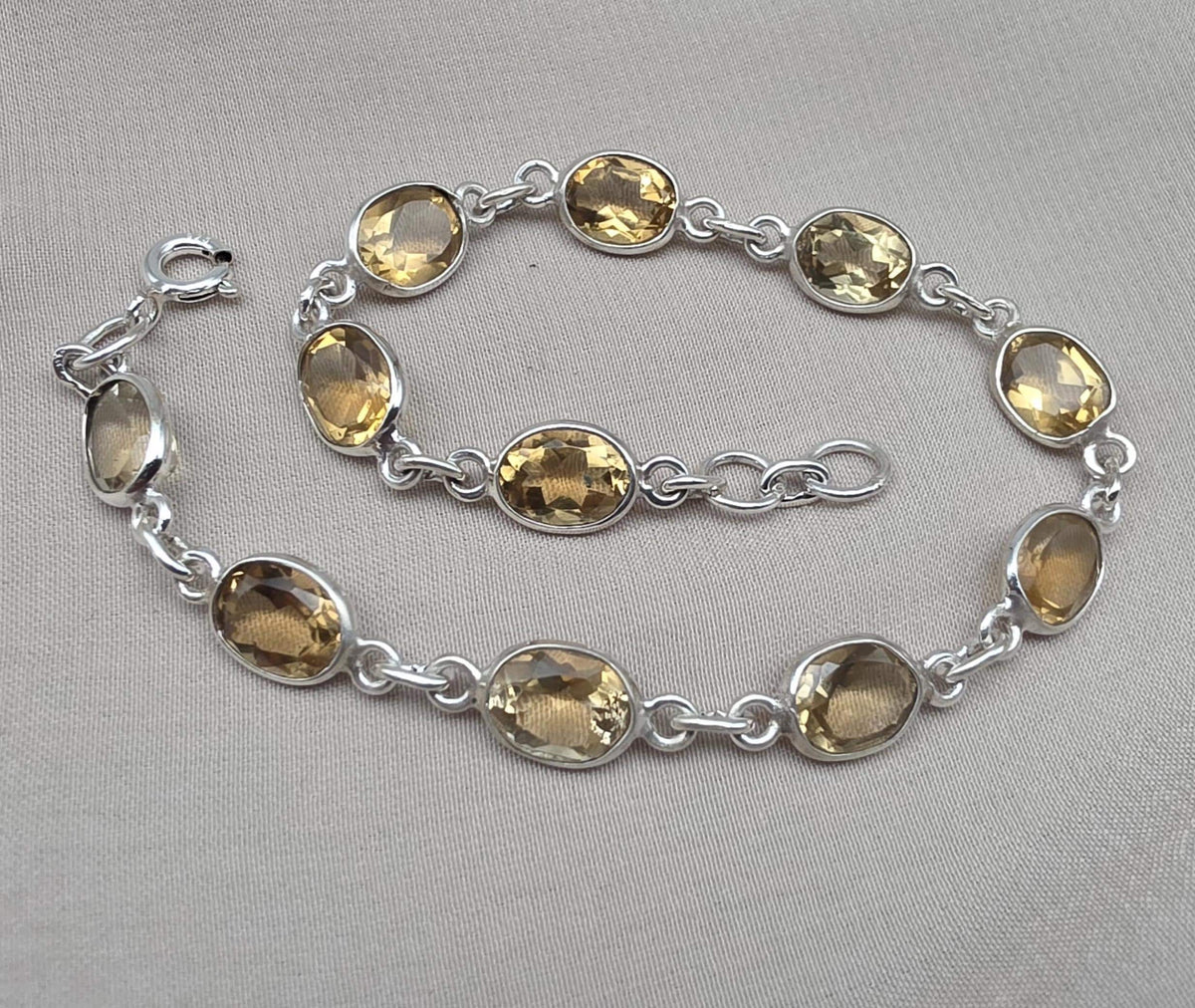 925 Sterling Silver Citrine Bracelet Yellow Gemstone Jewelry November Birthstone Gift for Her