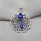 Lapis Lazuli Pendant: Handmade 925 Sterling Silver Filigree, Boho Vintage Necklace