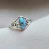 Blue Copper Turquoise Marquise Ring 925 Sterling Silver Statement Ring December Birthstone Gift