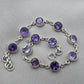 Amethyst 925 Sterling Silver Gemstone Bracelet Natural Purple Gemstone Oval Link Jewelry