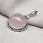 Handmade Rose Quartz Pendant: 925 Sterling Silver Round Necklace