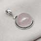 Handmade Rose Quartz Pendant: 925 Sterling Silver Round Necklace