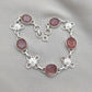 Pink Strawberry Quartz 925 Sterling Silver Bracelet | Handmade Adjustable Gemstone Jewelry Gift for Women