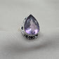 925 Sterling Silver Amethyst Ring Pear Shape Purple Gemstone Statement Ring February Birthstone