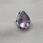 925 Sterling Silver Amethyst Ring Pear Shape Purple Gemstone Statement Ring February Birthstone