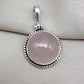 Handmade Rose Quartz Pendant: 925 Sterling Silver Round Necklace