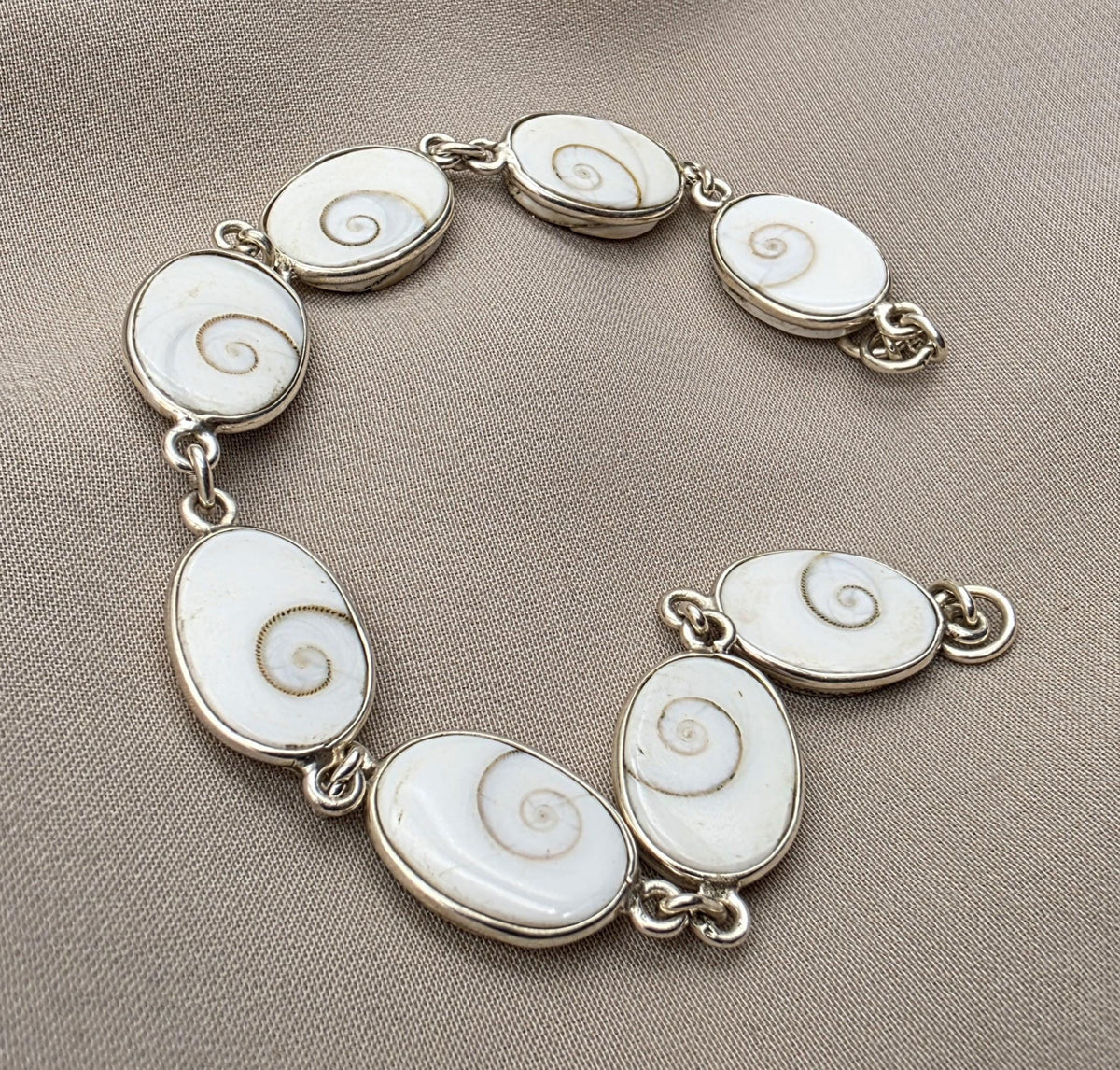 925 Silver Shiva Eye Bracelet Shell Bracelet Spiritual Protection Handmade Jewelry Gift for Her