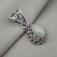 Ethiopian Opal Pear Pendant 925 Sterling Silver Handmade Cabochon Gemstone Jewelry October Birthstone