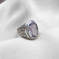 Amethyst Plaster Ring: Handmade 925 Sterling Silver Statement Jewelry