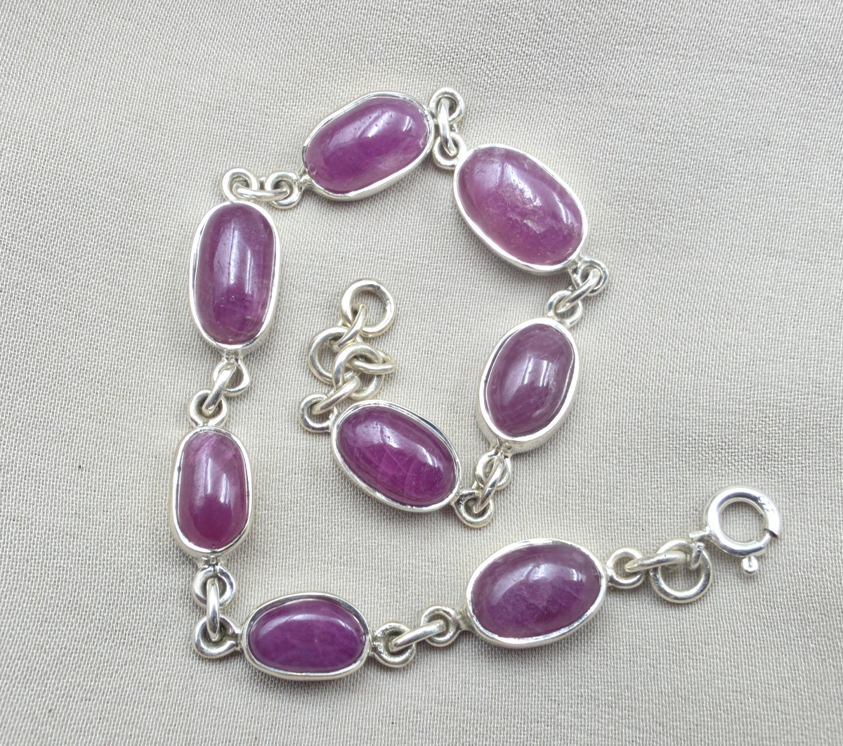 925 Sterling Silver Ruby Oval Faceted Gemstone Bracelet Handmade Boho Jewelry