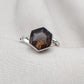 Smoky Quartz Hexagon Ring: 925 Sterling Silver Twisted Band
