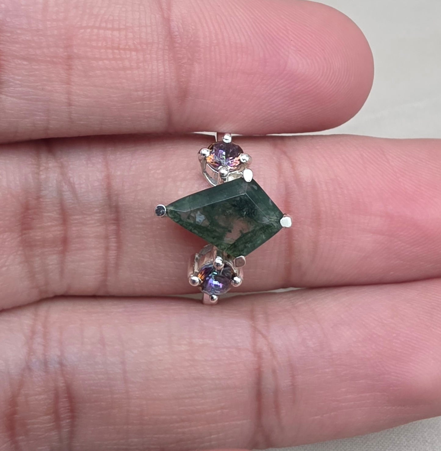 925 SOLID STERLING SILVER NATURAL MOSS AGATE GEMSTONE HANDMADE RING, MYSTIC TOPAZ BRIDAL RING ALL SIZES AVAILABLE