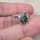 925 SOLID STERLING SILVER NATURAL MOSS AGATE GEMSTONE HANDMADE RING, MYSTIC TOPAZ BRIDAL RING ALL SIZES AVAILABLE