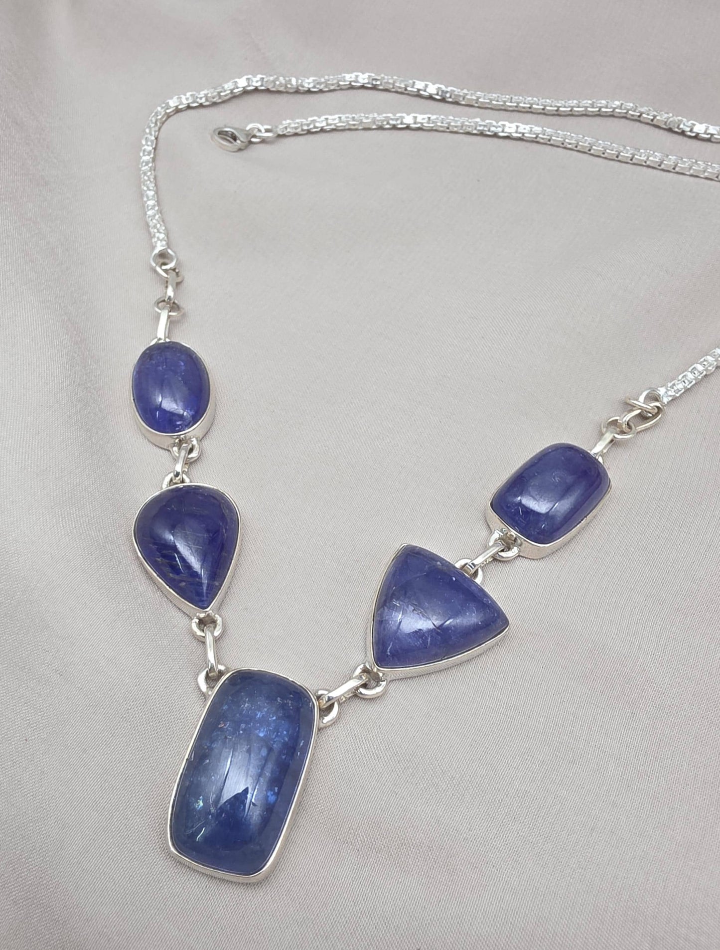 Natural Tanzanite Necklace 925 Sterling Silver Blue Gemstone Statement Jewelry Gift for Her