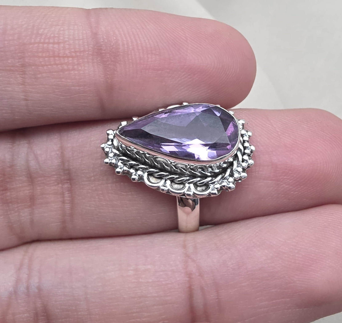 Amethyst Ring 925 Sterling Silver Natural Purple Gemstone Ring Handmade Jewelry February Birthstone