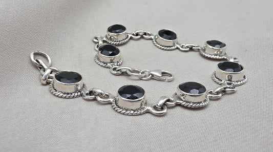 Black Onyx Bracelet 925 Sterling Silver Round Gemstone Wedding Bracelet Unique Design Jewelry