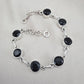 Black Onyx Bracelet 925 Sterling Silver Round Stone Link Bracelet Handmade Jewelry