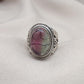 Rainbow Fluorite Ring: 925 Sterling Silver Boho Statement Jewelry