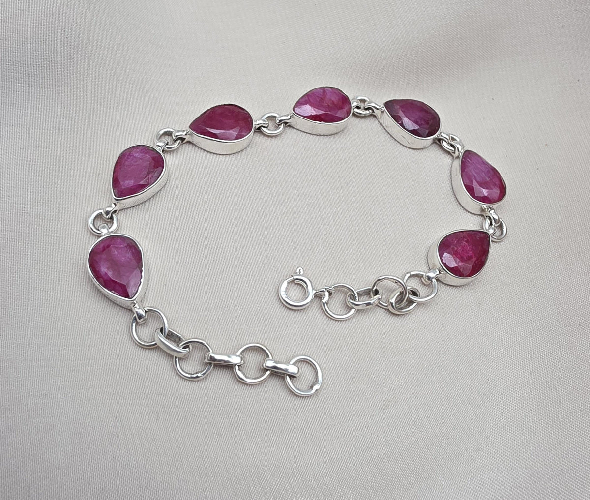 Ruby 925 Sterling Silver Bracelet Natural Handmade July Birthstone Jewelry
