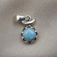 925 Sterling Silver Larimar Flower Pendant Natural Blue Larimar Floral Gemstone Necklace Charm